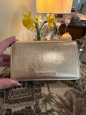 Jimmy Choo Metallic Gold Continental Clutch Wallet